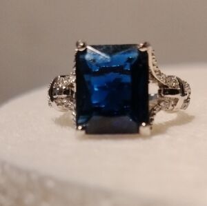 Blue Stone 925 Silver Women's Ring Size 7